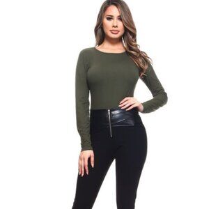 Long Sleeve Cute Open Back Bodysuit BS1009